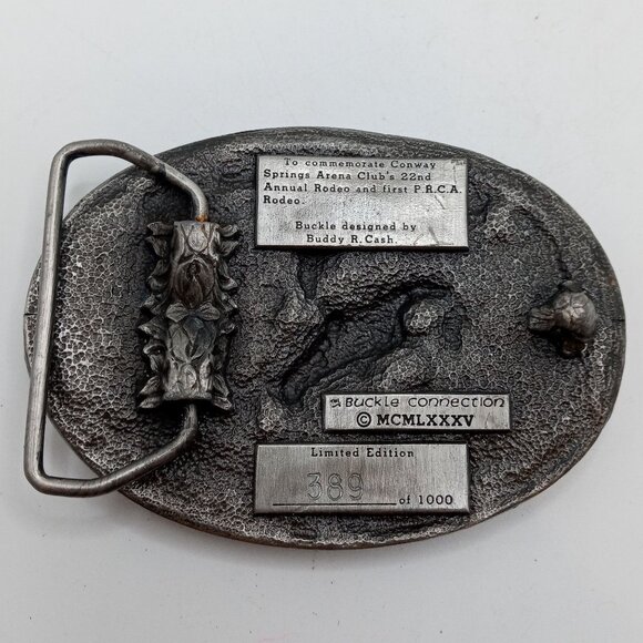 Bronc Rider Rodeo Belt Buckle Vintage 1985 Conway Springs Kansas PRCA Cowboy KS - Picture 7 of 9